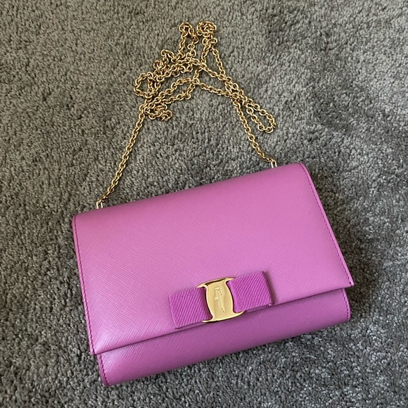 Salvatore Ferragamo Handbags - Ferragamo Miss Vara Pink Anemone Bag with Chain